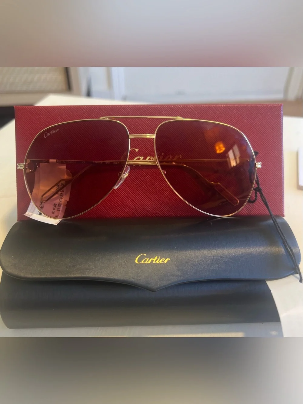 Cartier Aviator Sunglasses in Pink/Gold